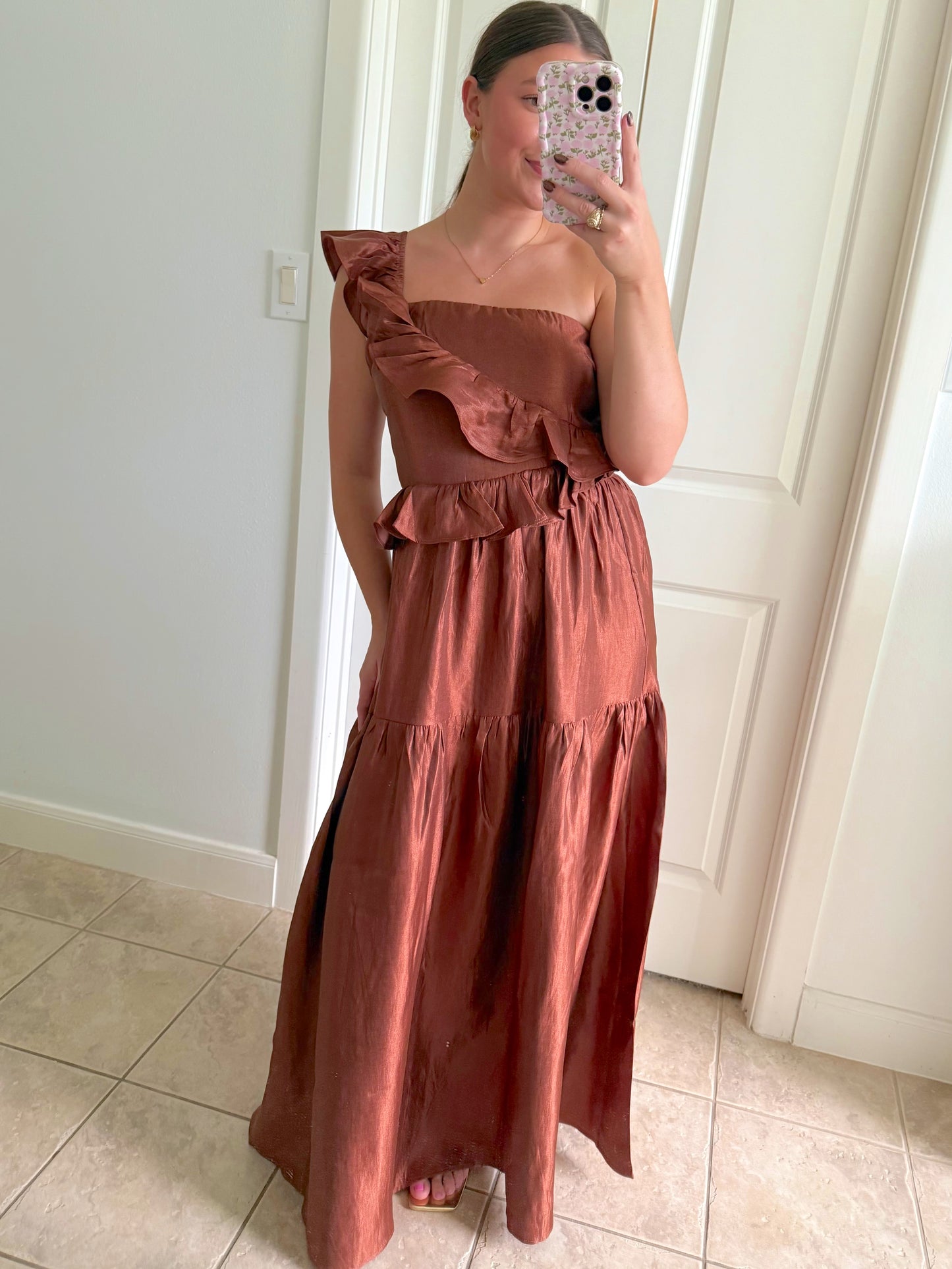 Rustic Ruffle Maxi Dress