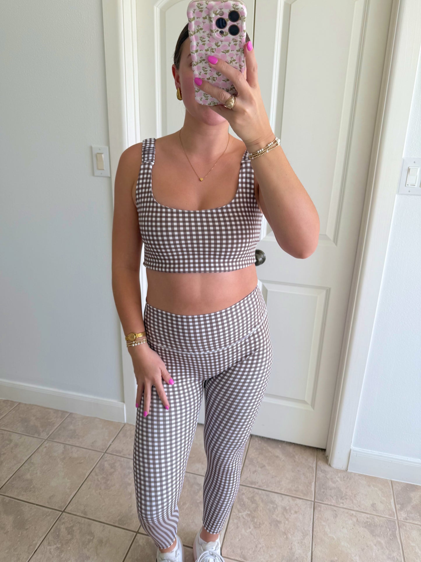 Chocolate Gingham Athletic Set