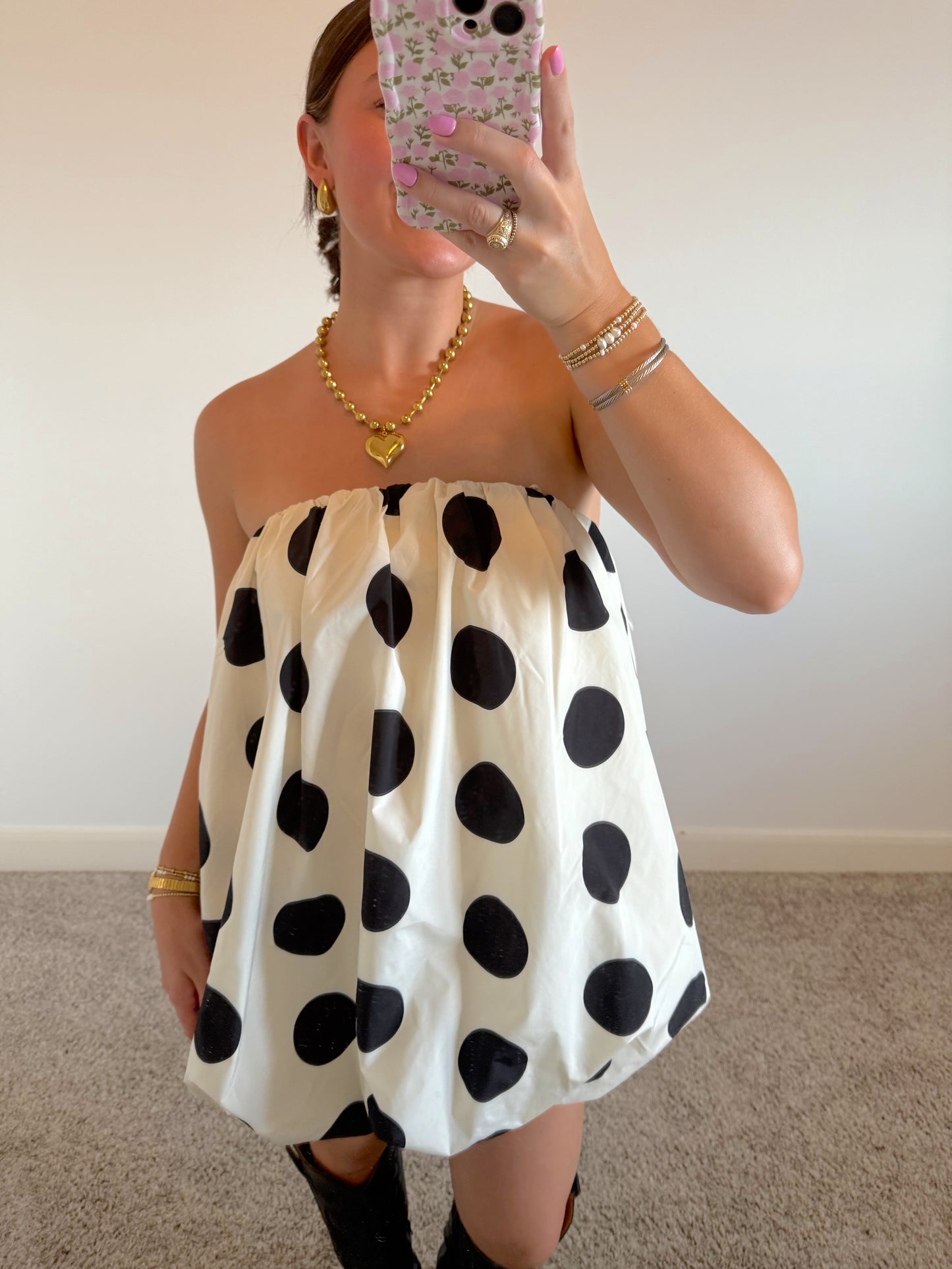 Polka Dot Strapless Mini Dress