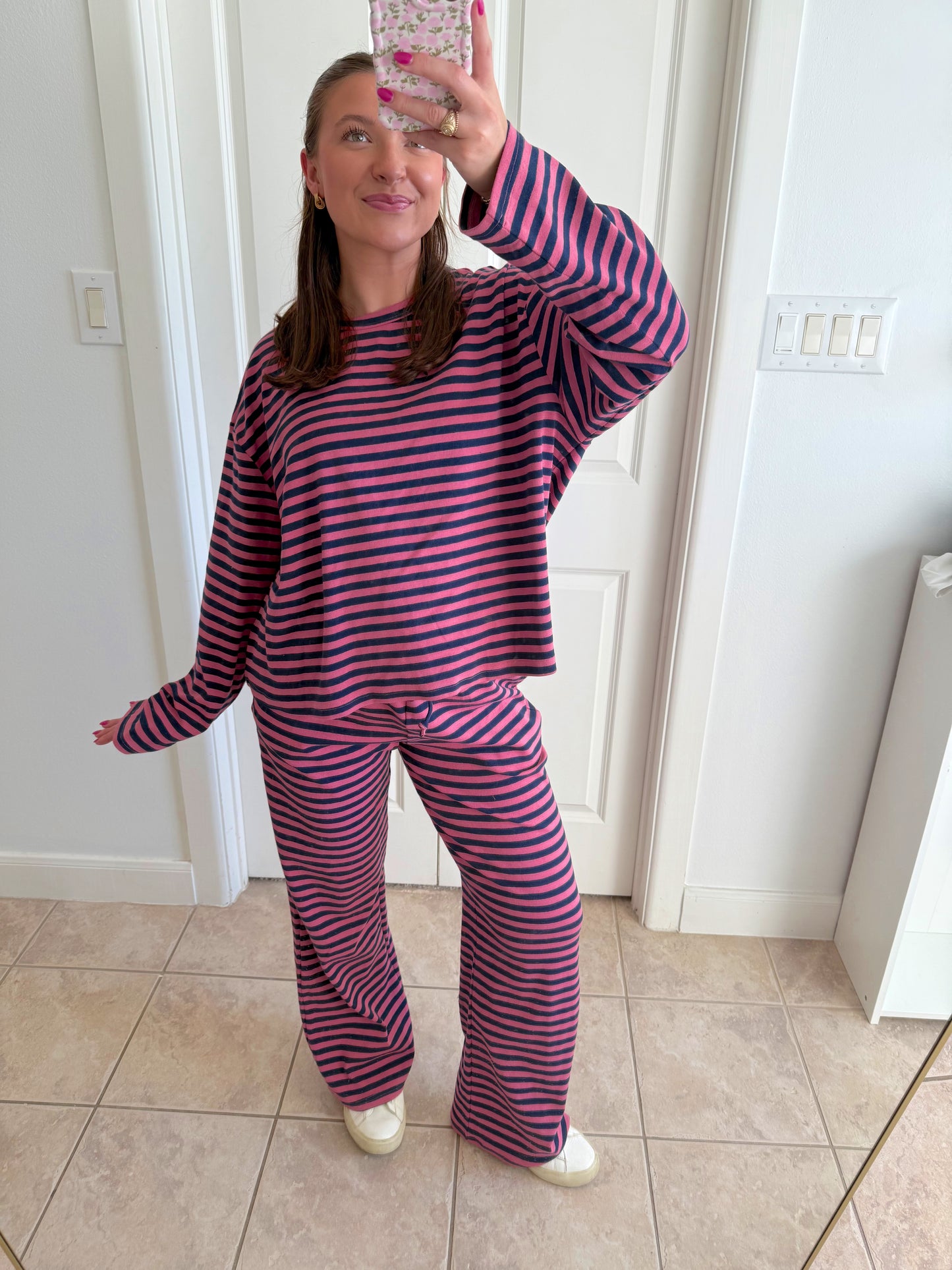 Midnight Rose Striped Lounge Set