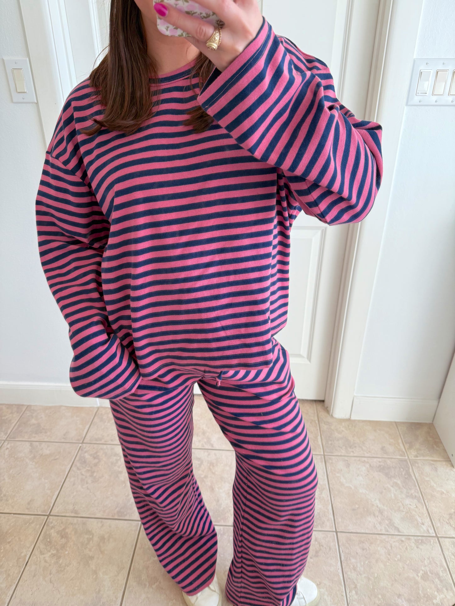 Midnight Rose Striped Lounge Set