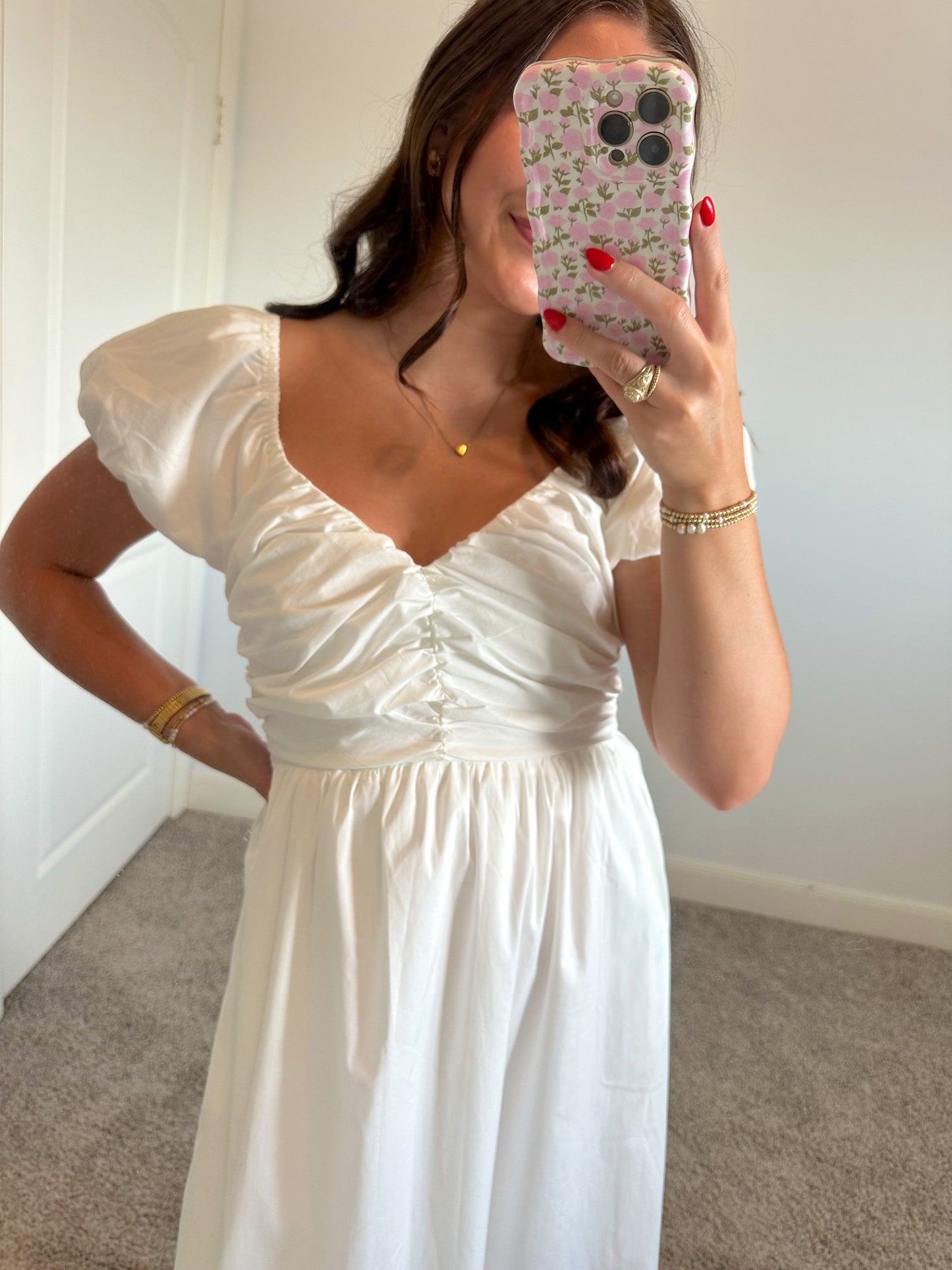 Daisy Puff Sleeve Midi Dress