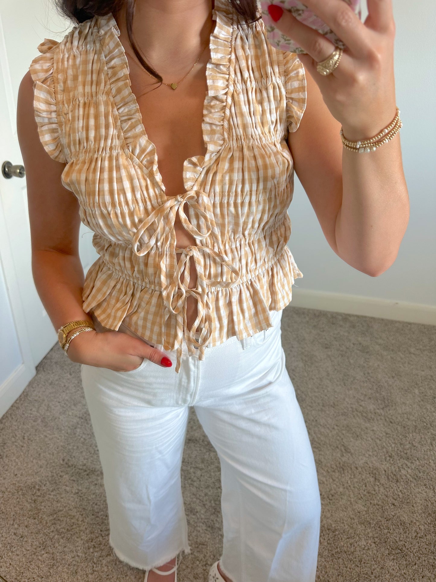 Gingham Ruffle Top
