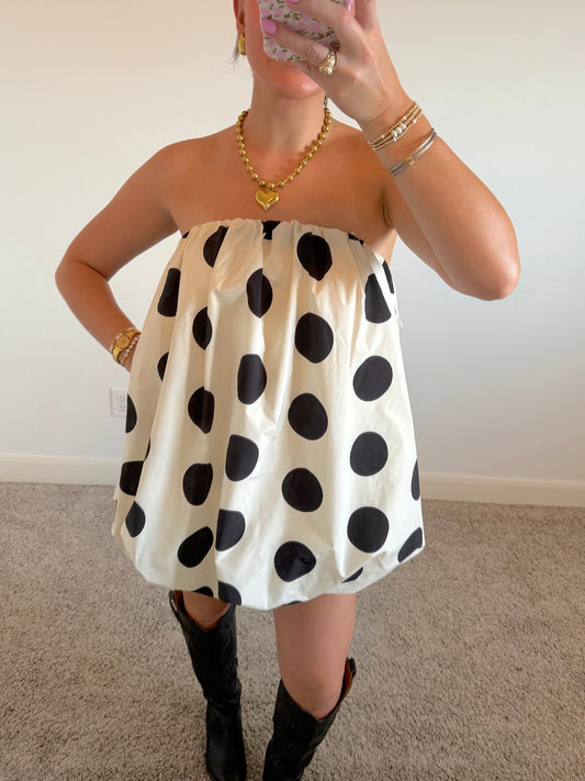 Polka Dot Strapless Mini Dress
