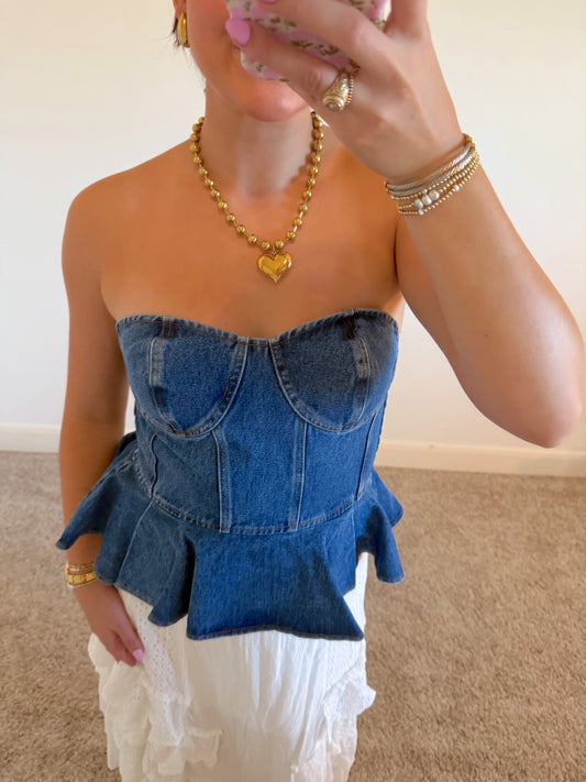 Denim Strapless Top