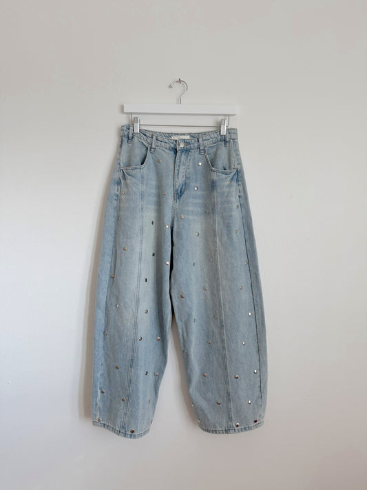 Studded Barrel Jeans