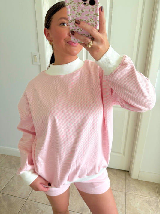 Rosé Striped Mockneck Set