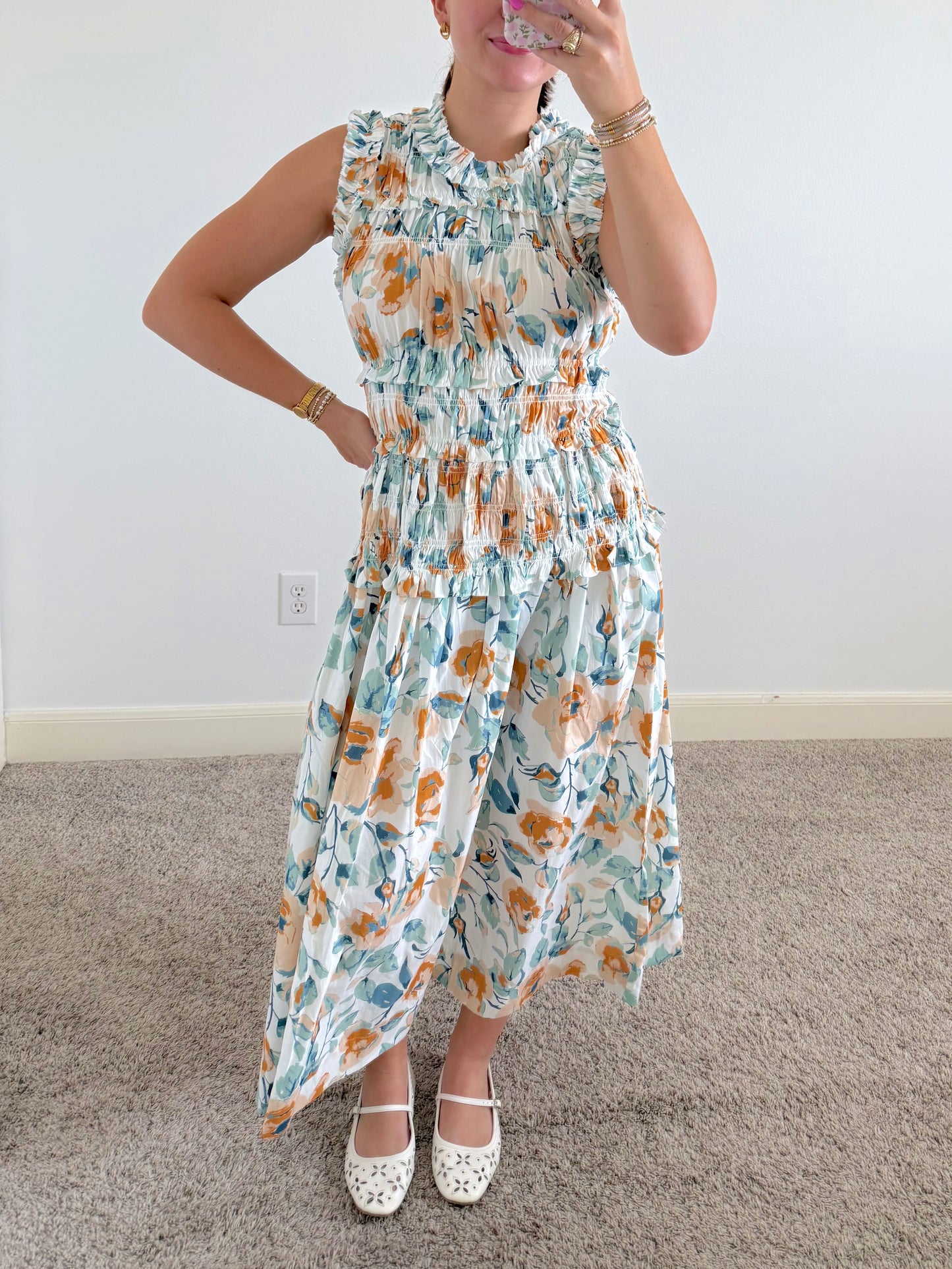 Apricot Bloom Maxi Dress