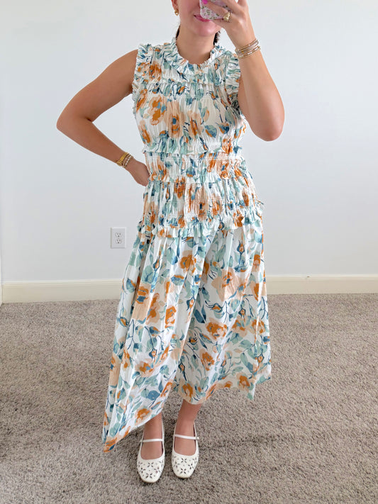 Apricot Bloom Maxi Dress