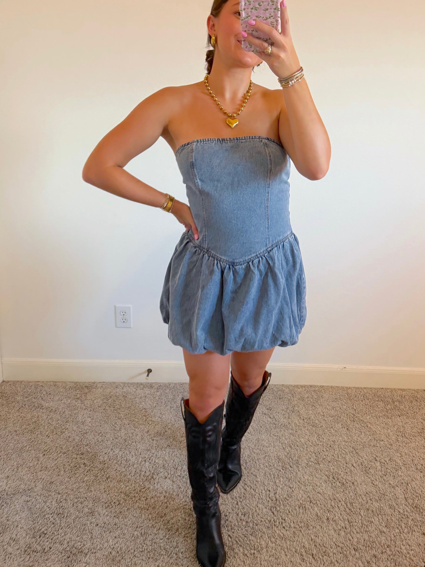 Bubble Denim Mini Dress