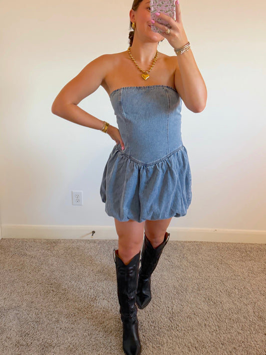 Bubble Denim Mini Dress