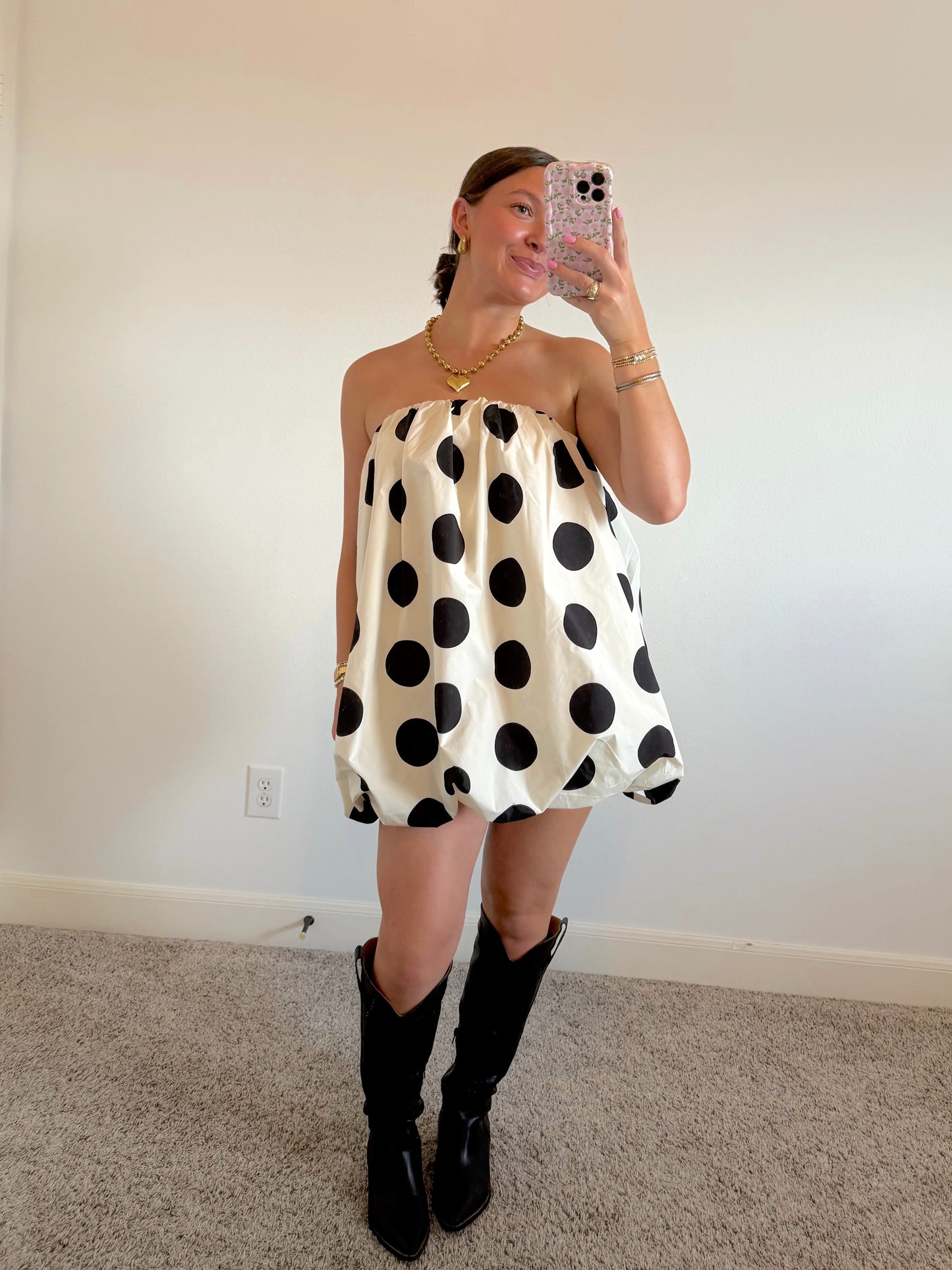 Polka Dot Strapless Mini Dress