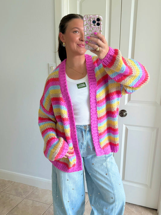 Candy Stripe Knit Cardigan