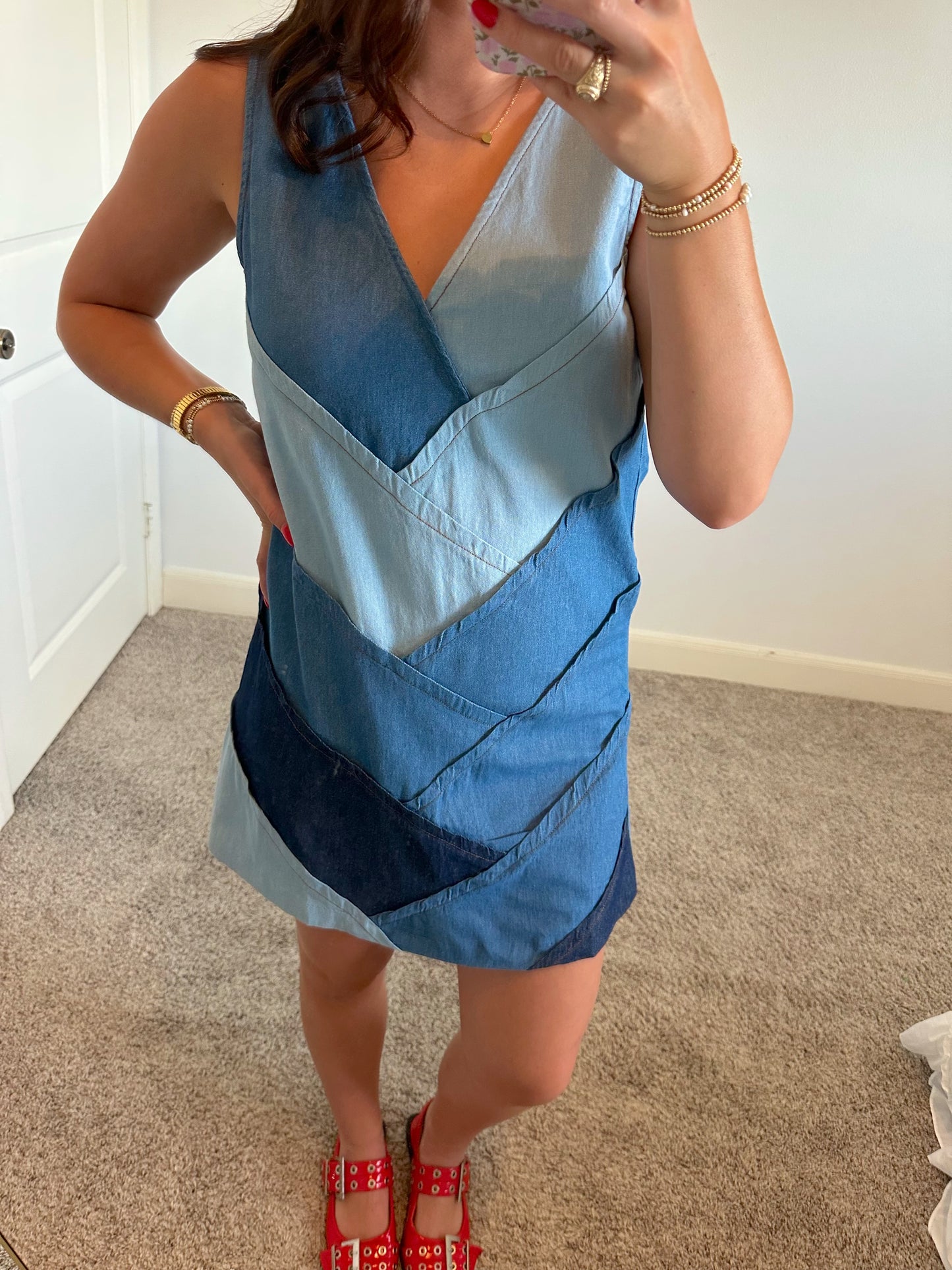 Patchwork Denim Mini Dress