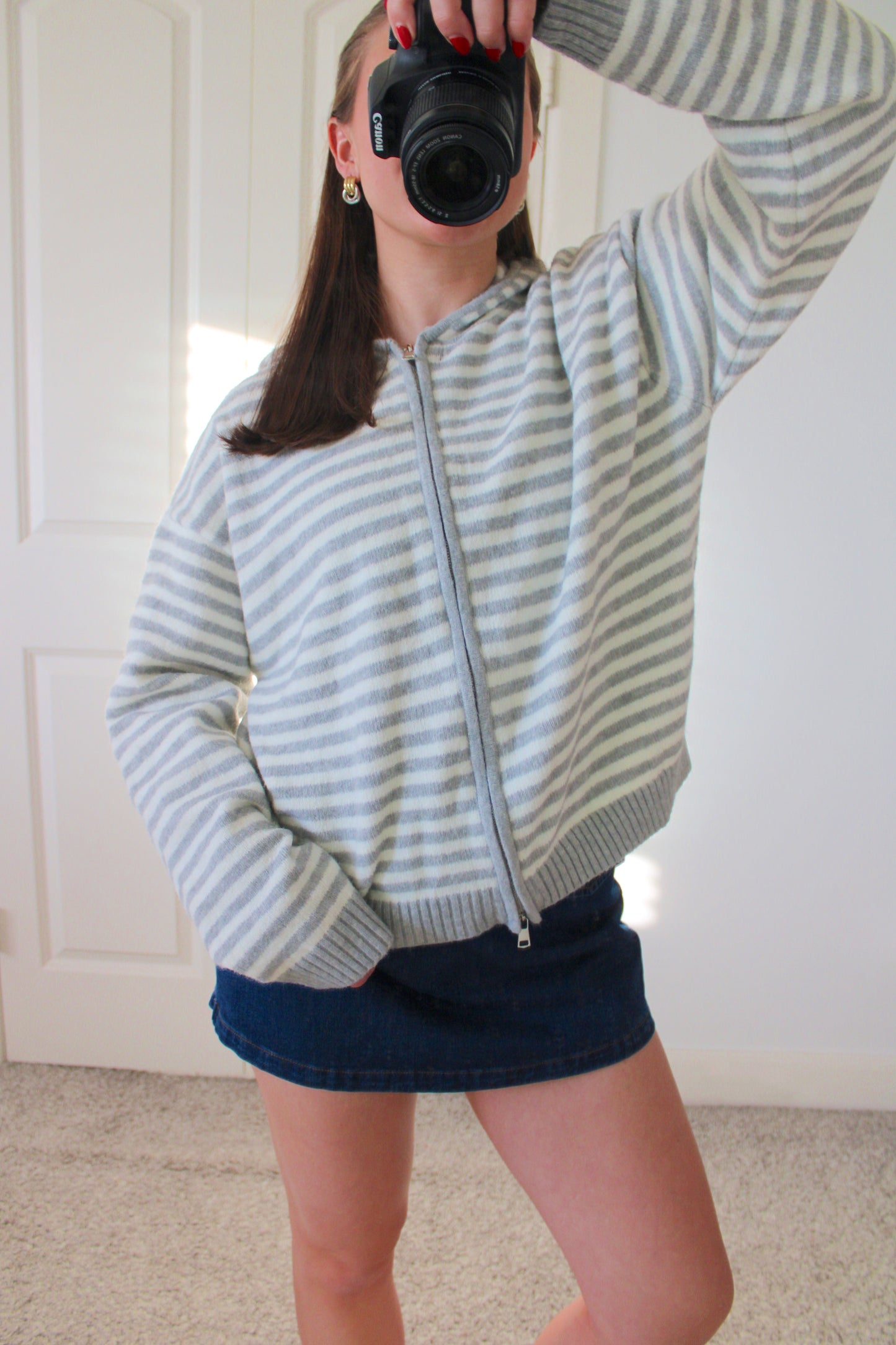 Striped Sugar Zip-Up Hoodie