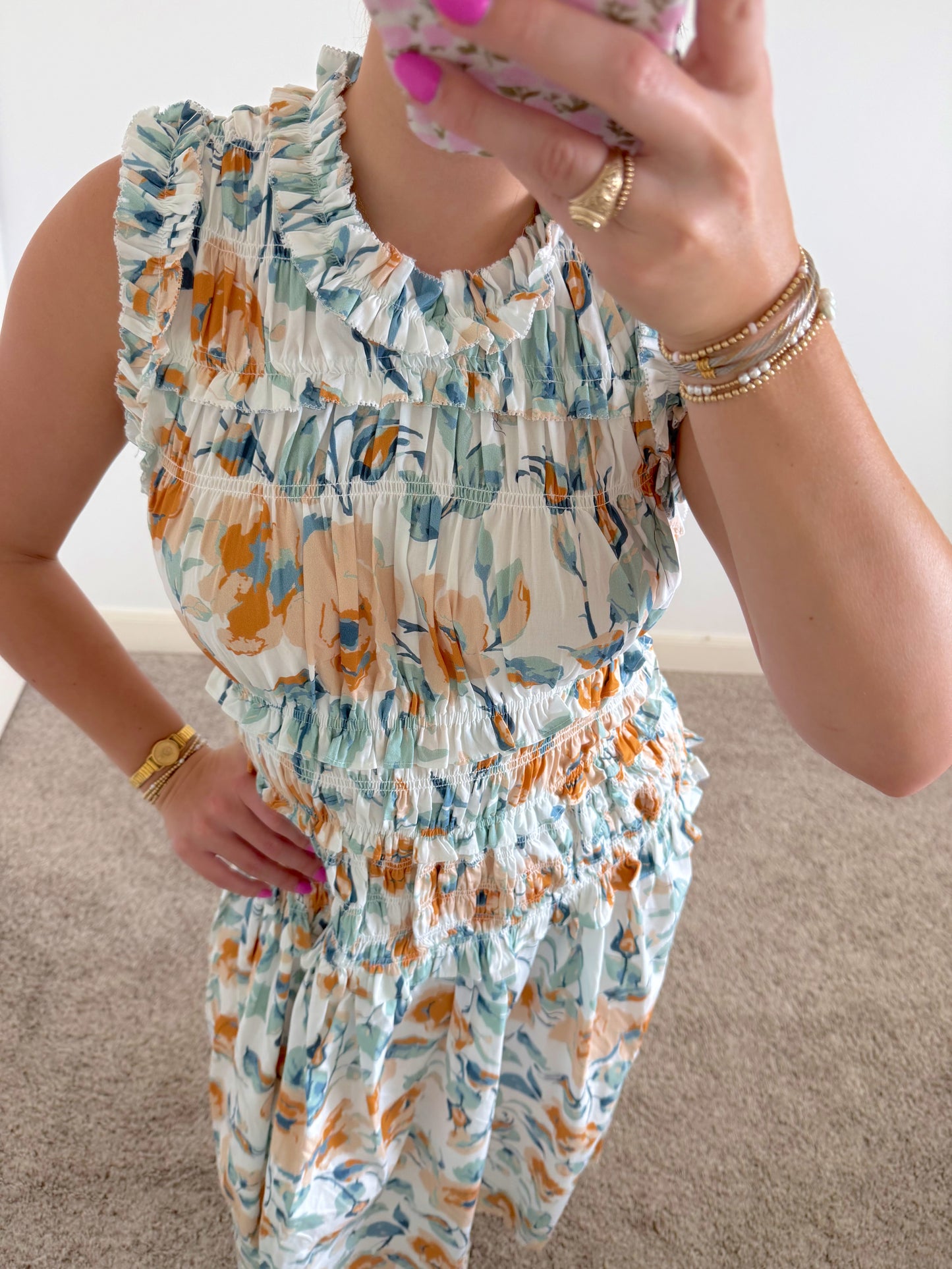 Apricot Bloom Maxi Dress